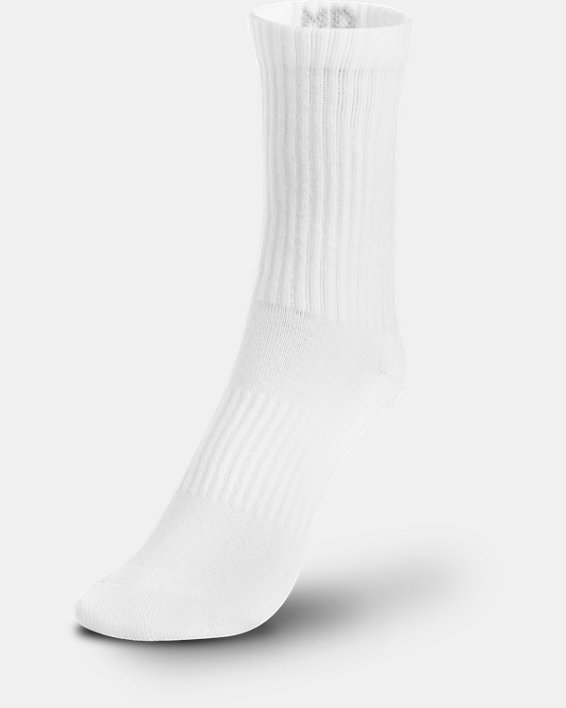 Unisex UA Core 3-Pack Mid-Crew Socks in White image number 2